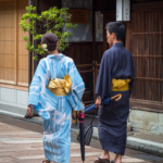 Un couple en kimono traditionnel (Kanazawa)