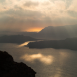 Coucher de soleil dans la baie de Santorin